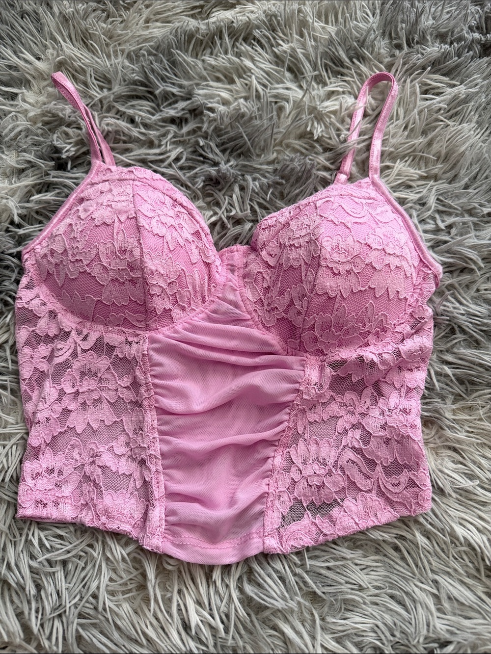 Bozzolo Pink Lace Bustier Crop Top